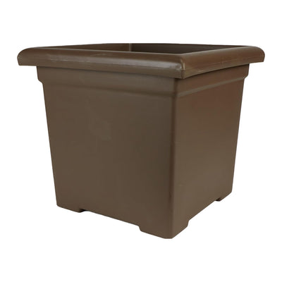 The HC Companies Accent Square Plastic Plant Pot with Drainage, 15.5", Chocolate - VMInnovations