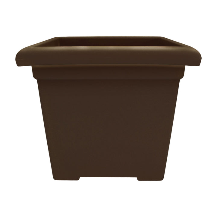 The HC Companies Accent Square Plastic Plant Pot with Drainage, 15.5", Chocolate