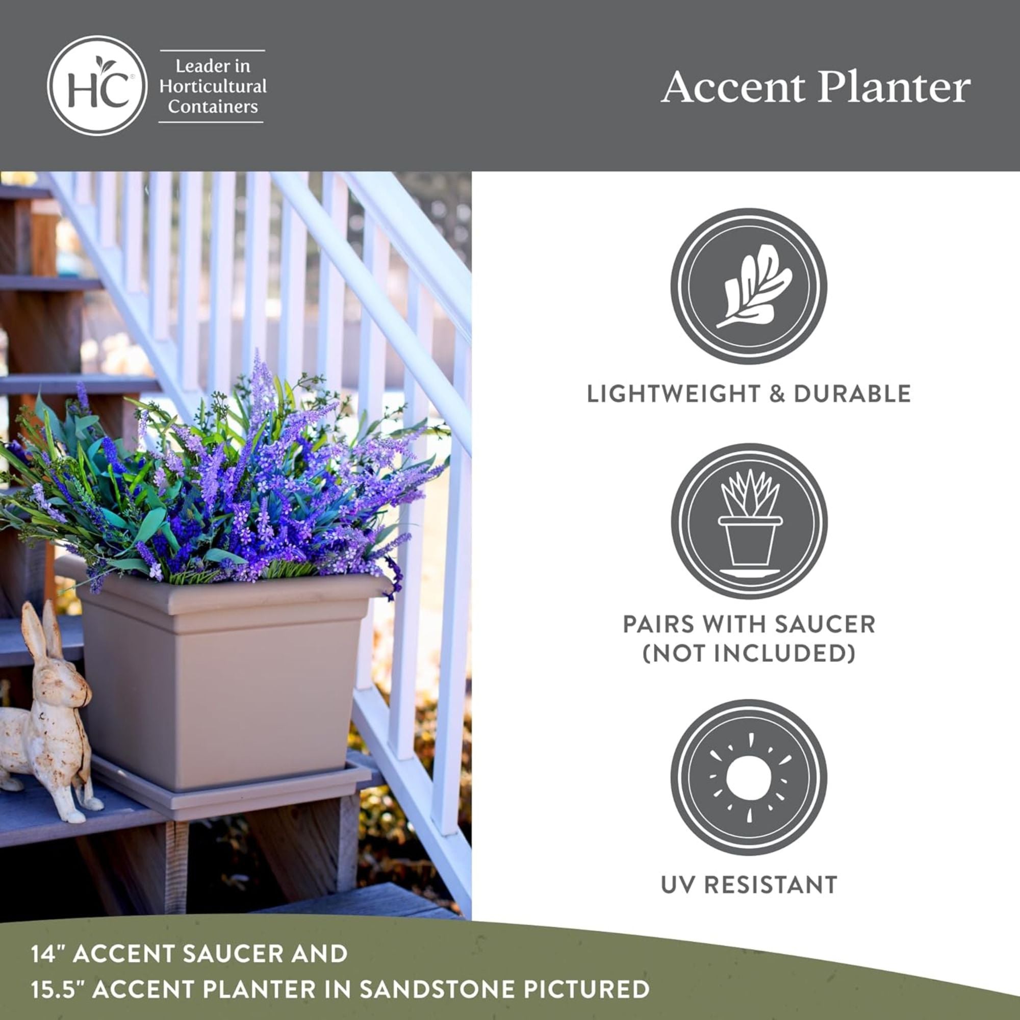 The HC Companies Accent Square Plastic Plant Pot with Drainage (Used)