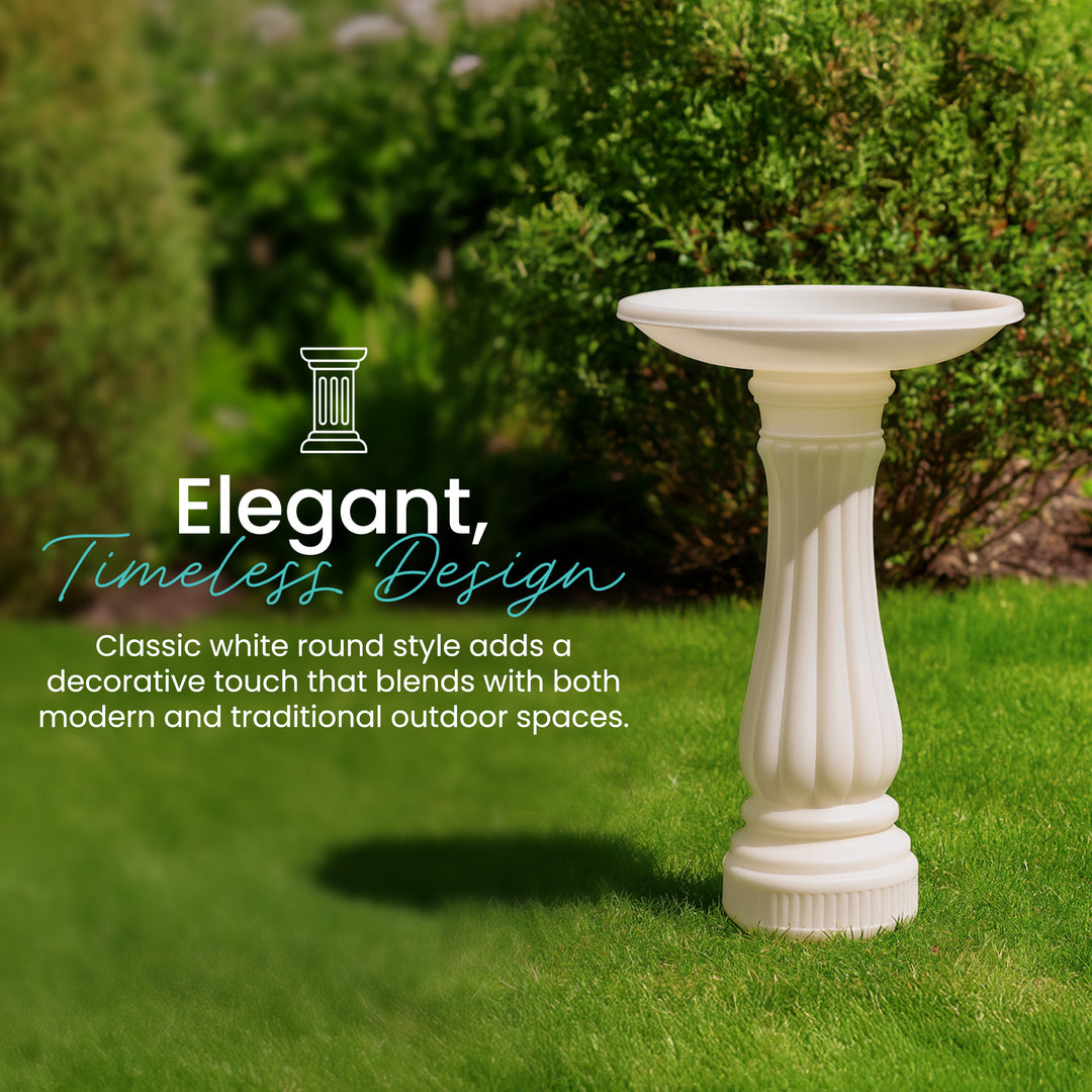 Union Products 17" Round Bird Bath, Outdoor Lawn and Garden Accessories, White