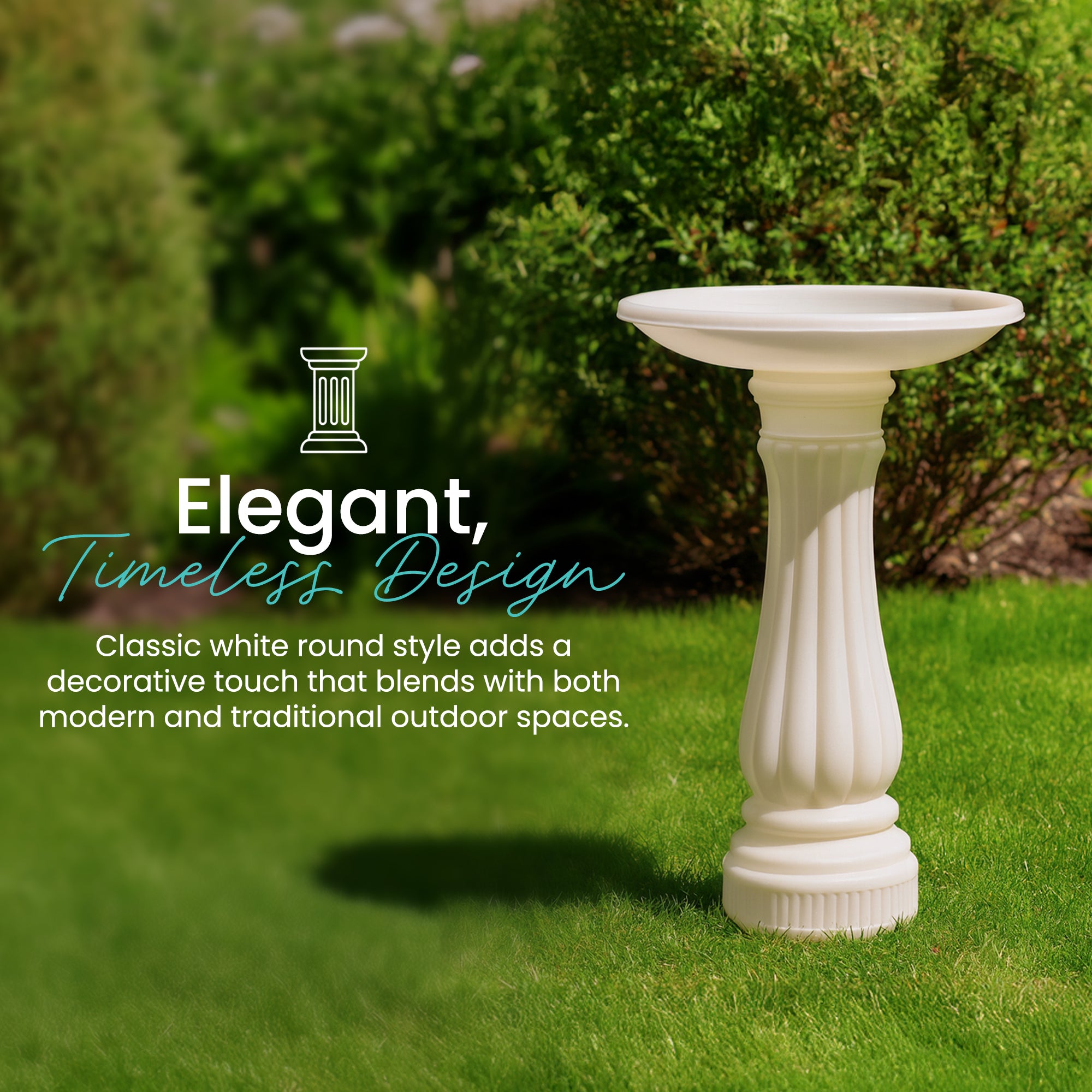 Union Products 17" Round Bird Bath, Outdoor Lawn and Garden Accessories (Used)