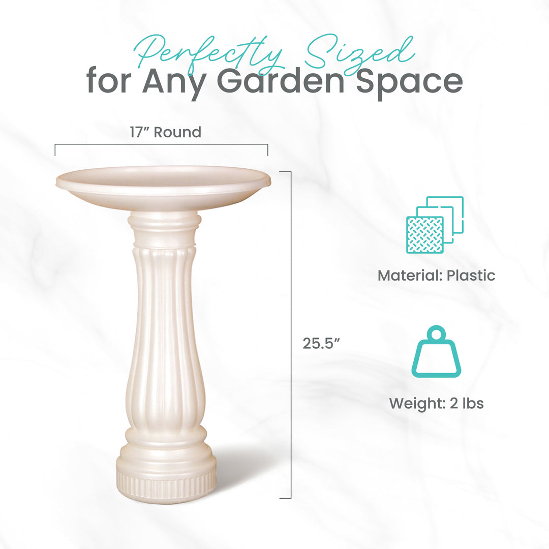 Union Products 17" Round Bird Bath, Outdoor Lawn and Garden Accessories, White