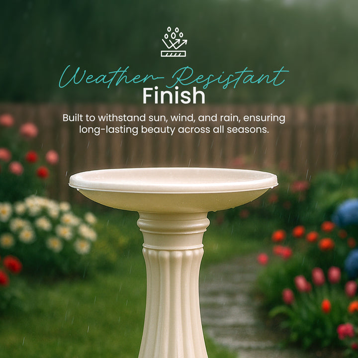 Union Products 17" Round Bird Bath, Outdoor Lawn and Garden Accessories, White