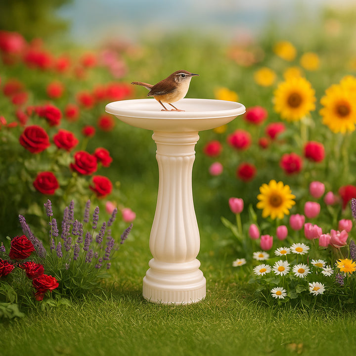 Union Products 17" Round Bird Bath, Outdoor Lawn and Garden Accessories, White
