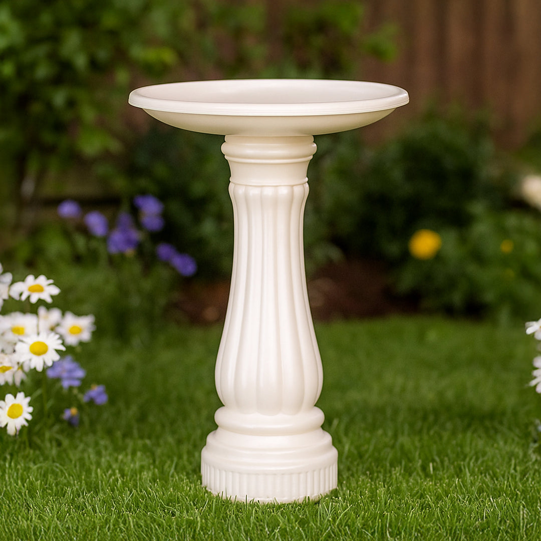 Union Products 17" Round Bird Bath, Outdoor Lawn and Garden Accessories, White