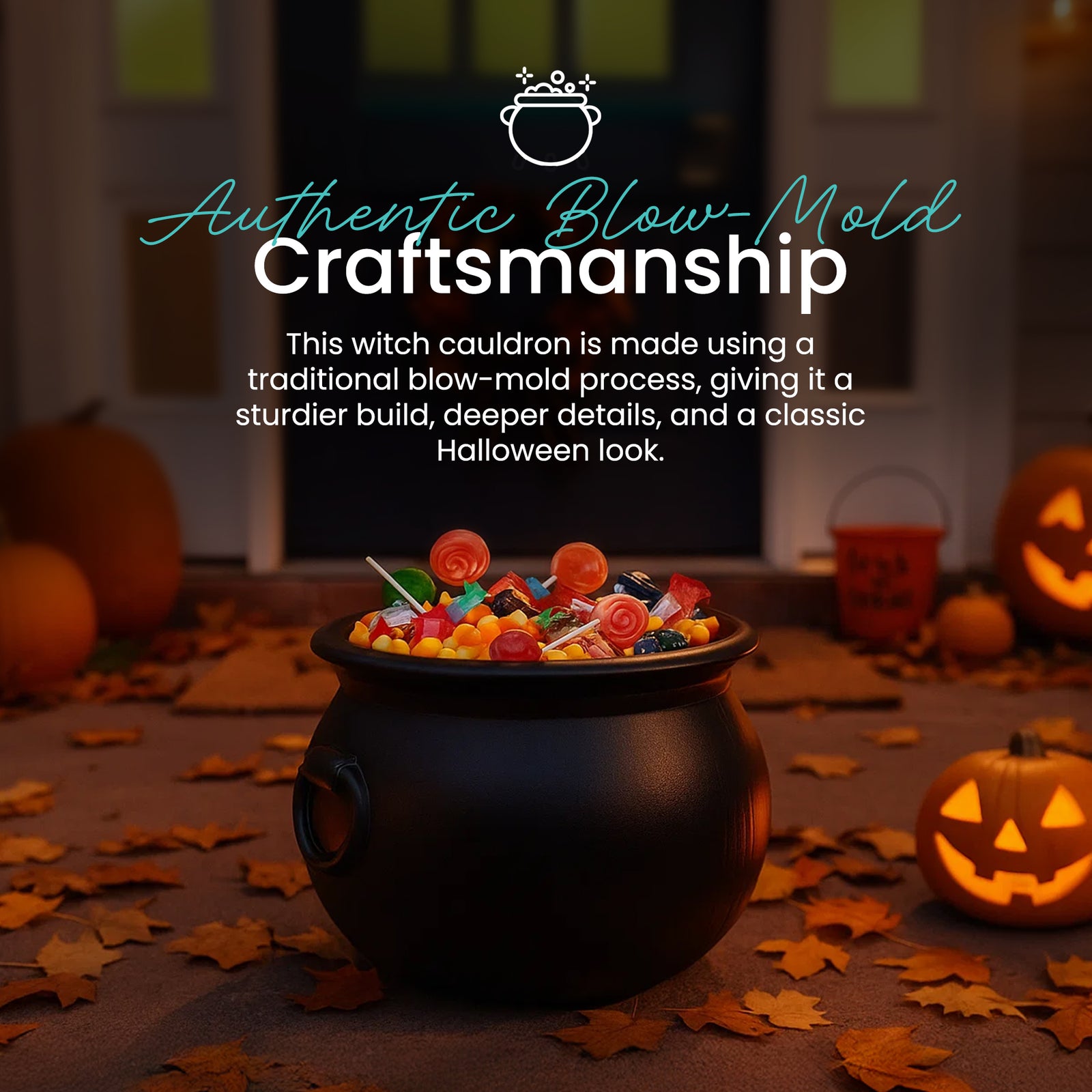 Union Products 55400 22 Inch Witch Cauldron Spooky Halloween Decoration, Black - VMInnovations