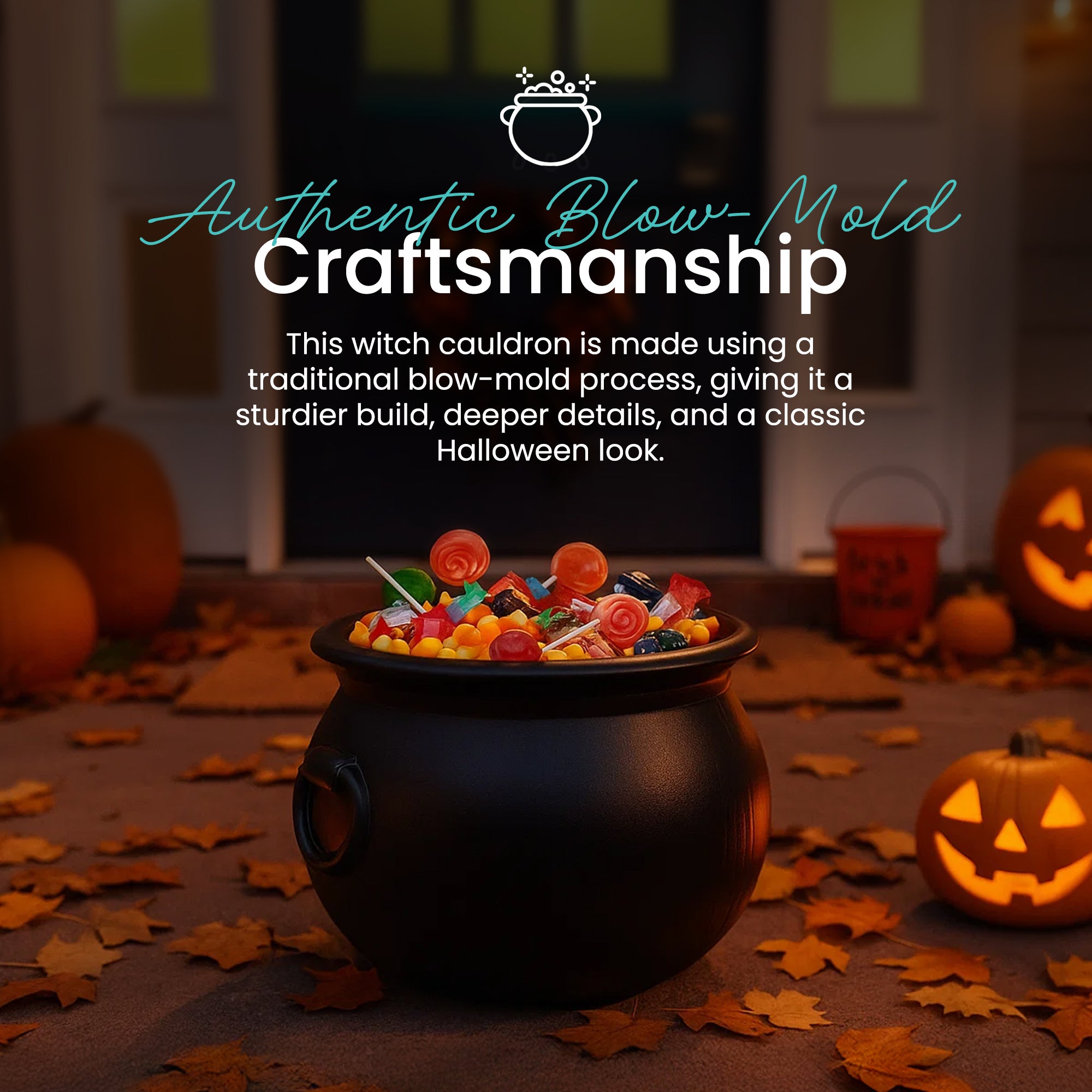 Union Products 55400 22 Inch Witch Cauldron Spooky Halloween Decoration, Black - VMInnovations