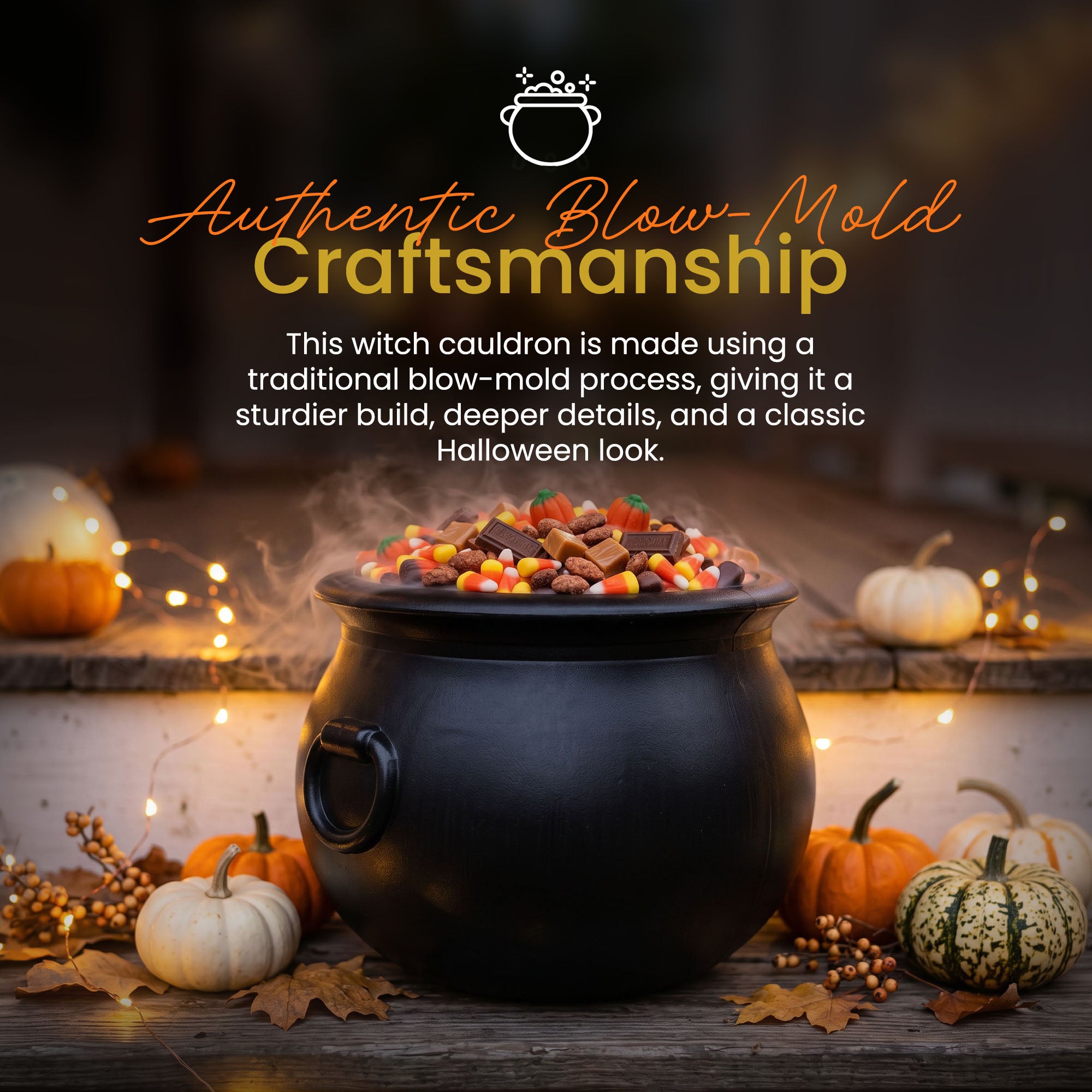 Union Products 55400 22 Inch Witch Cauldron Spooky Halloween Decoration, Black - VMInnovations