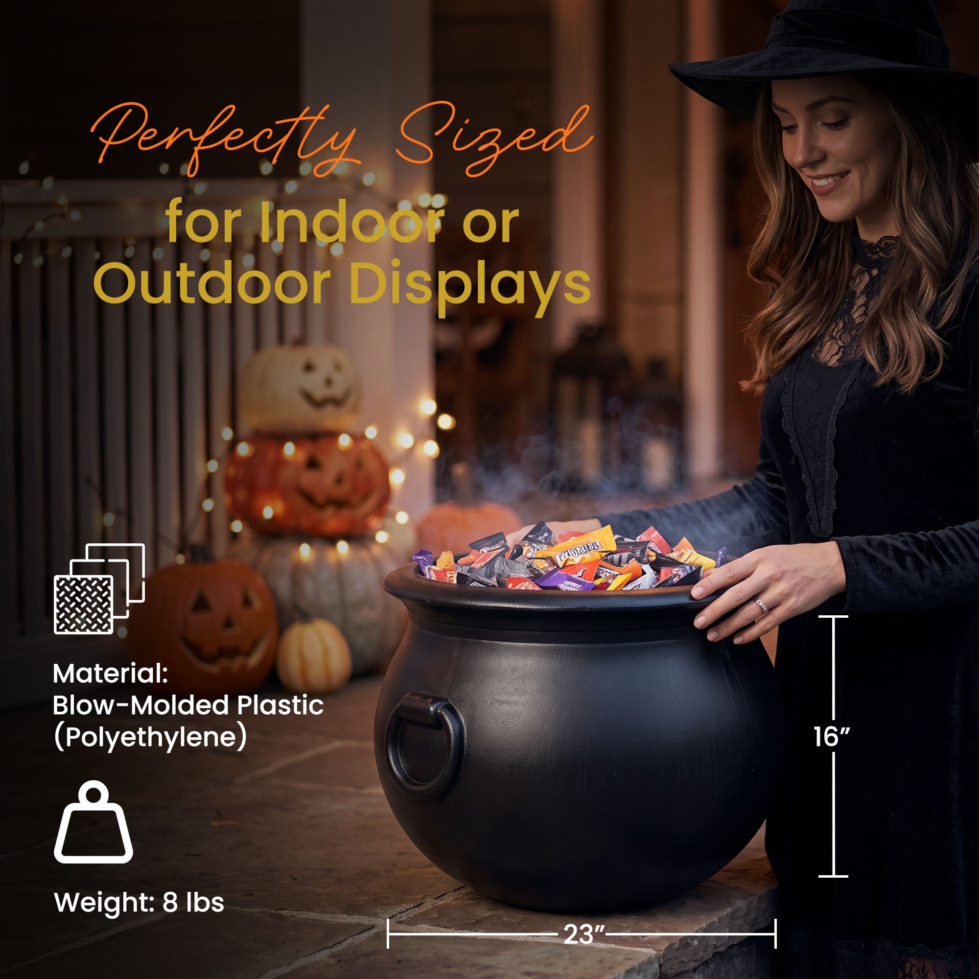 Union Products 55400 22 Inch Witch Cauldron Spooky Halloween Decoration, Black - VMInnovations