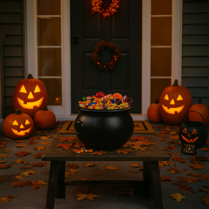 Union Products 55120 12 Inch Witch Cauldron Spooky Halloween Decoration, Black