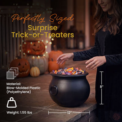 Union Products 55120 12 Inch Witch Cauldron Spooky Halloween Decoration, Black - VMInnovations