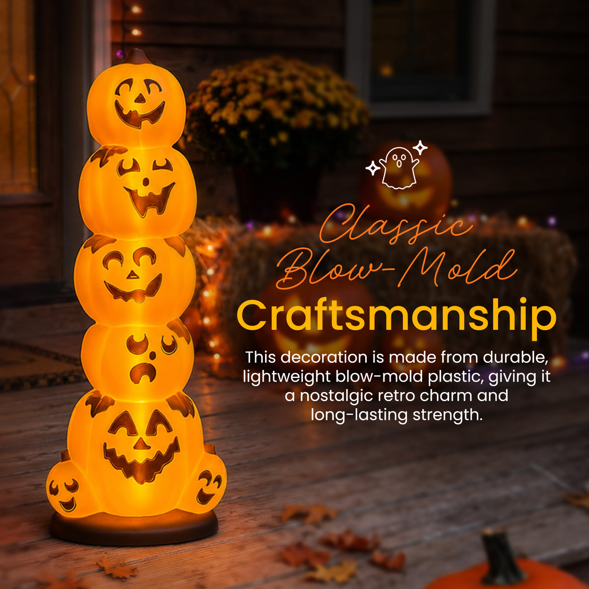 Union Products 55780 LED Pre-Lit Pumpkin Stack, Indoor/Outdoor Halloween Decor