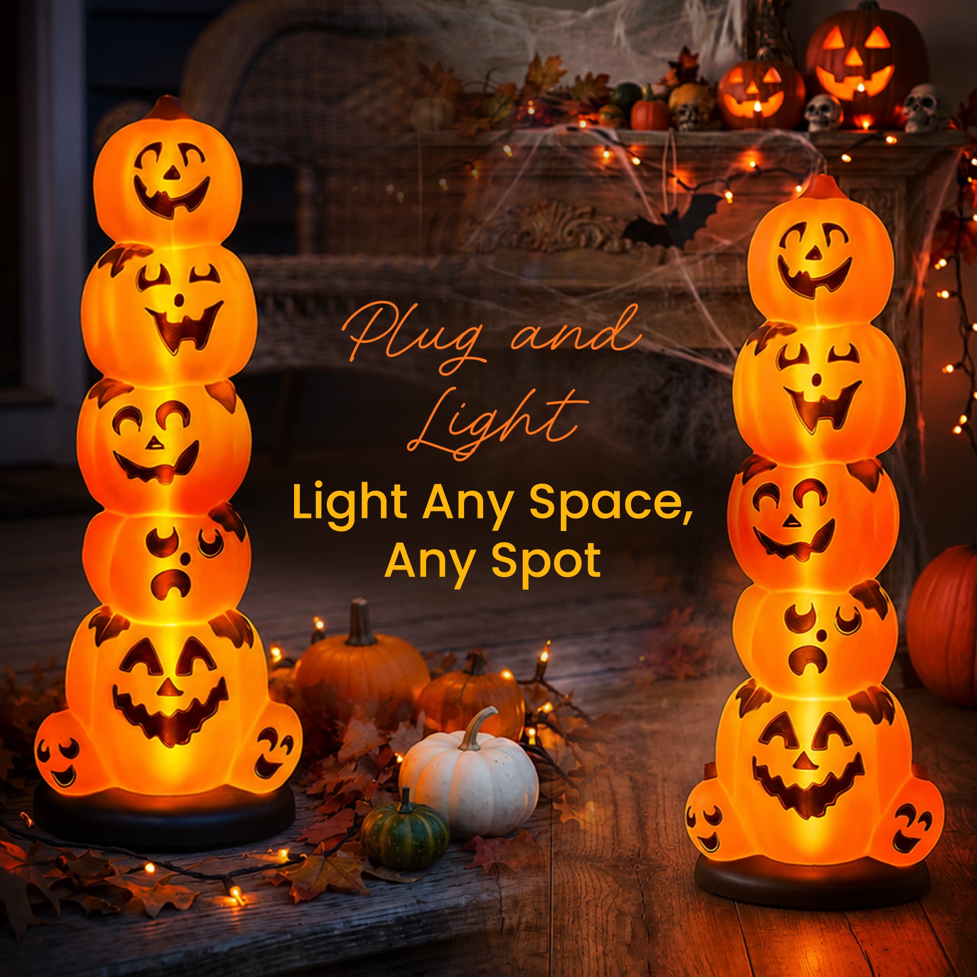 Union Products 55780 LED Pre-Lit Pumpkin Stack, Indoor/Outdoor Halloween Decor