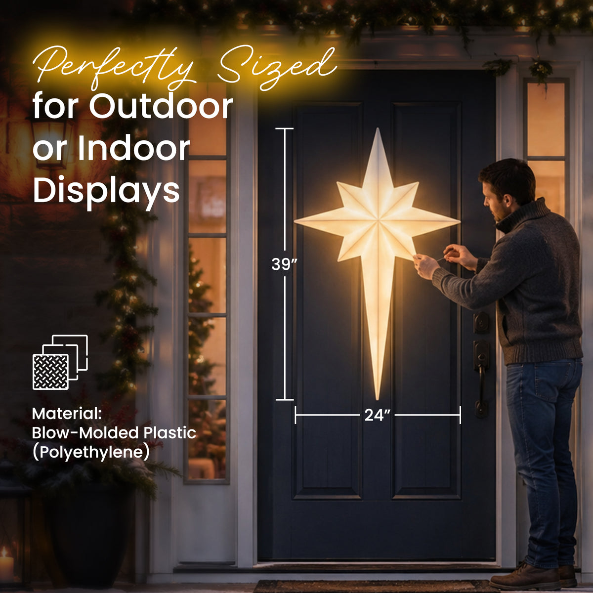 Union Products 75900 39" LED North Star Hanging Blow Mold Christmas Decoration - VMInnovations