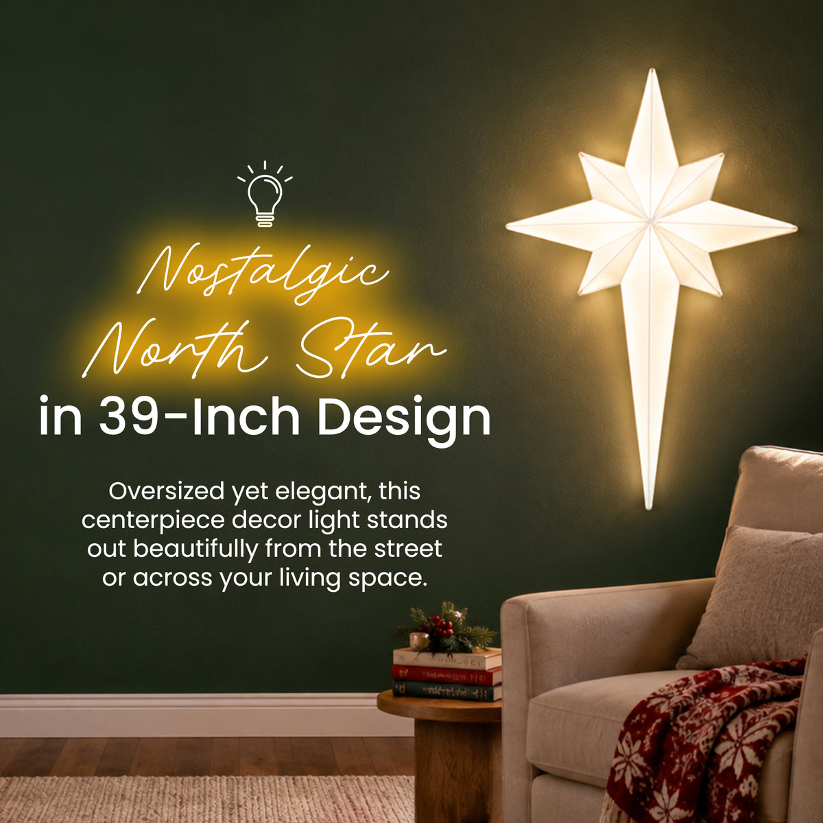 Union Products 75900 39" LED North Star Hanging Blow Mold Christmas Decoration - VMInnovations