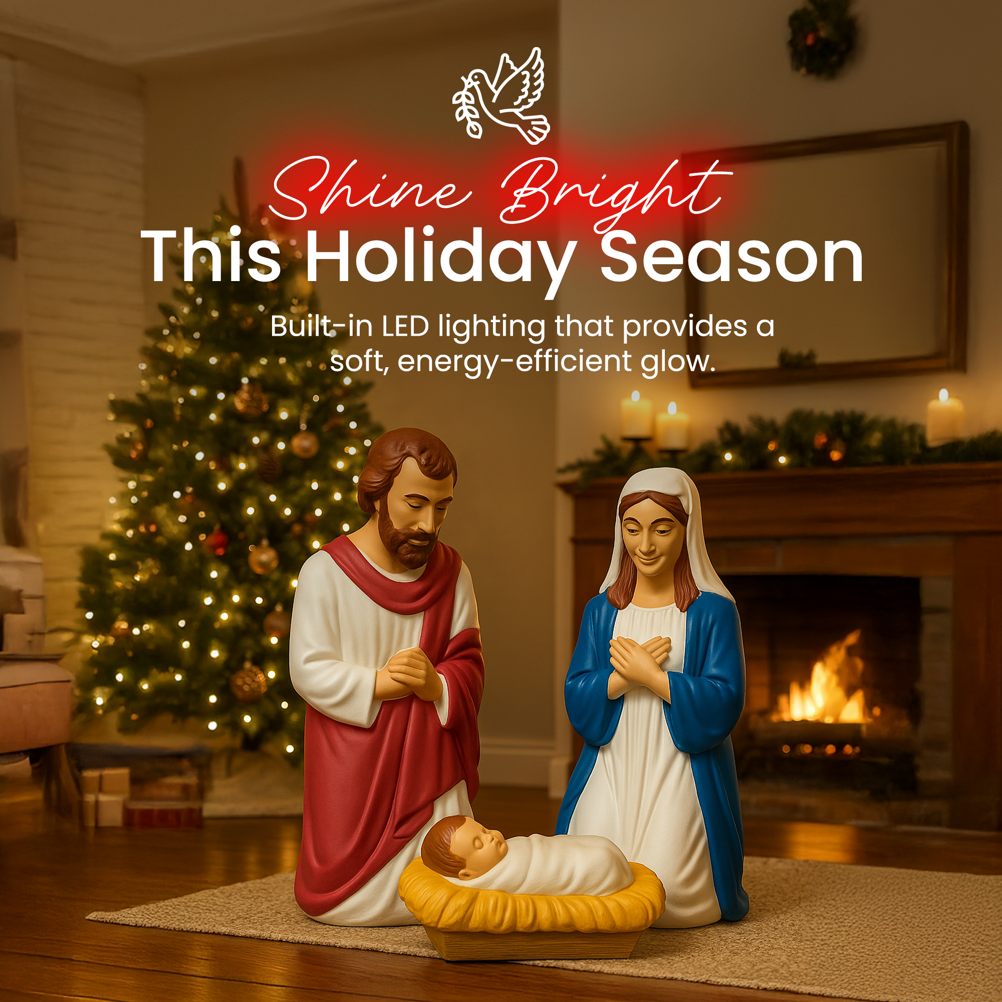 Union Products 74150 LED Nativity Set Blow Mold Outdoor Decoration (Open Box) - VMInnovations