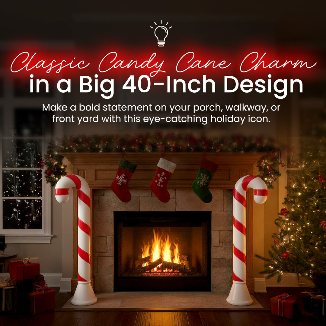 Union Products 40" Candy Cane Outdoor Holiday Decor, Light Yard Ornament, 2 Pack - VMInnovations