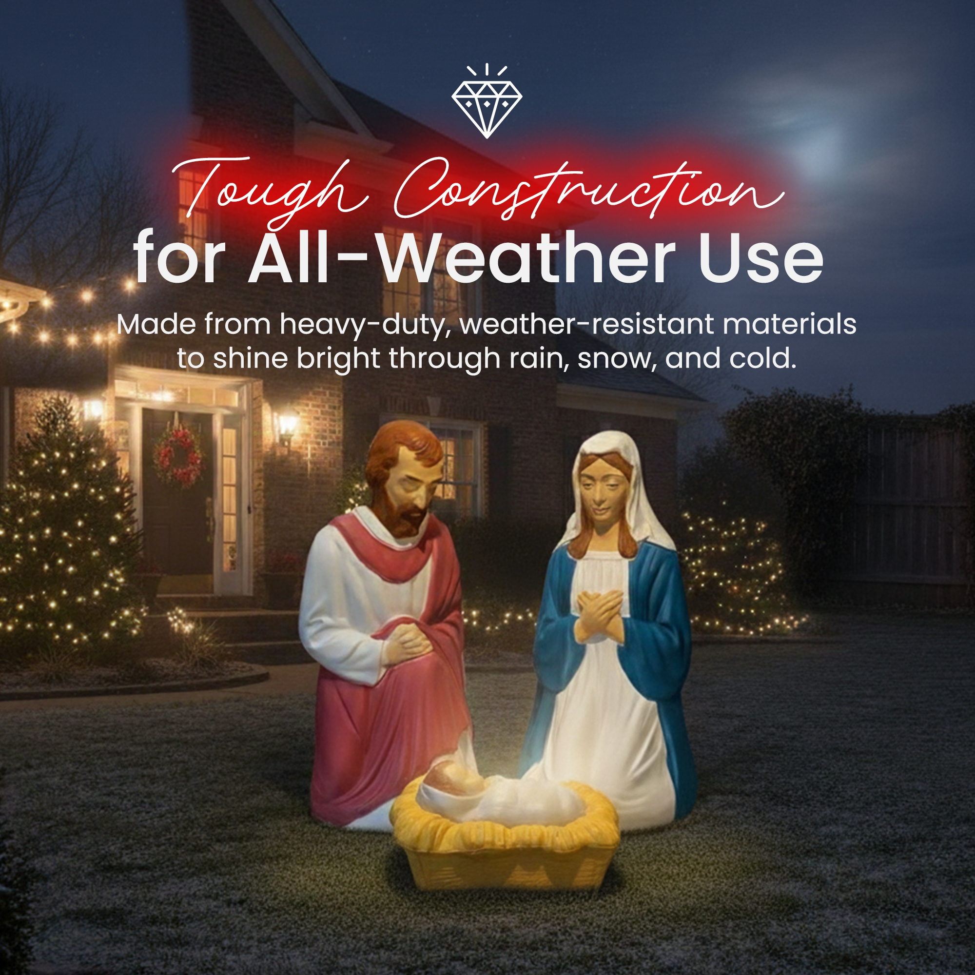 Union Products 74150 LED Nativity Set Blow Mold Outdoor Decoration (Open Box) - VMInnovations