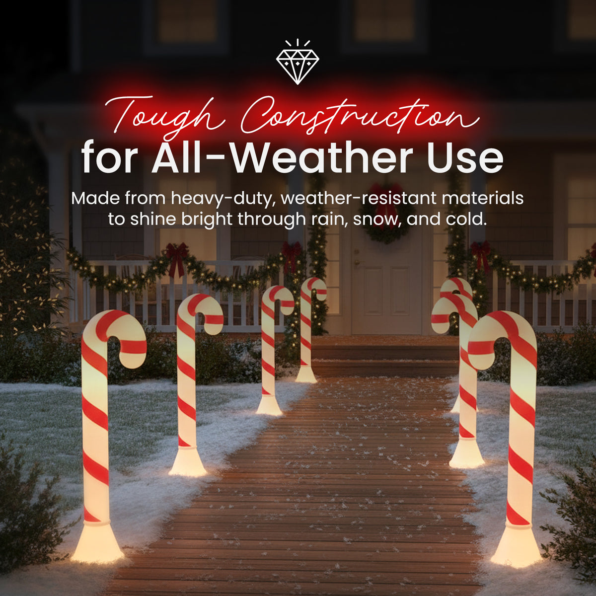 Union Products 40" Candy Cane Outdoor Holiday Decor, Light Yard Ornament, 2 Pack - VMInnovations