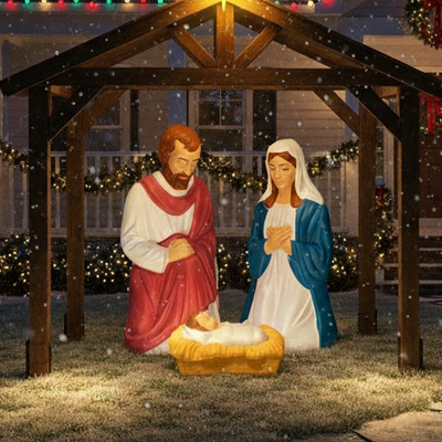 Union Products 74150 LED Nativity Set Blow Mold Outdoor Decoration (Open Box) - VMInnovations