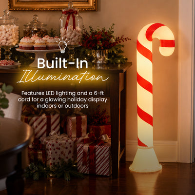 Union Products 40" Candy Cane Outdoor Holiday Decor, Lighted Yard Ornament, Red - VMInnovations