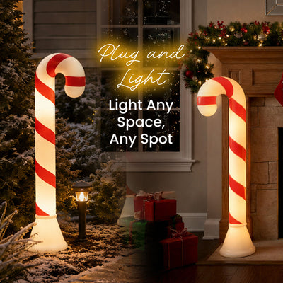 Union Products 40" Candy Cane Outdoor Holiday Decor, Lighted Yard Ornament, Red - VMInnovations
