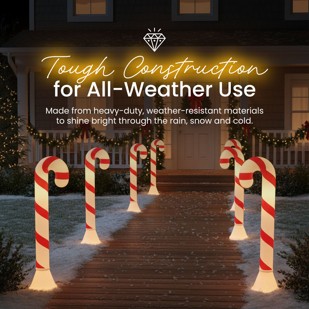 Union Products 40" Candy Cane Outdoor Holiday Decor, Lighted Yard Ornament, Red - VMInnovations