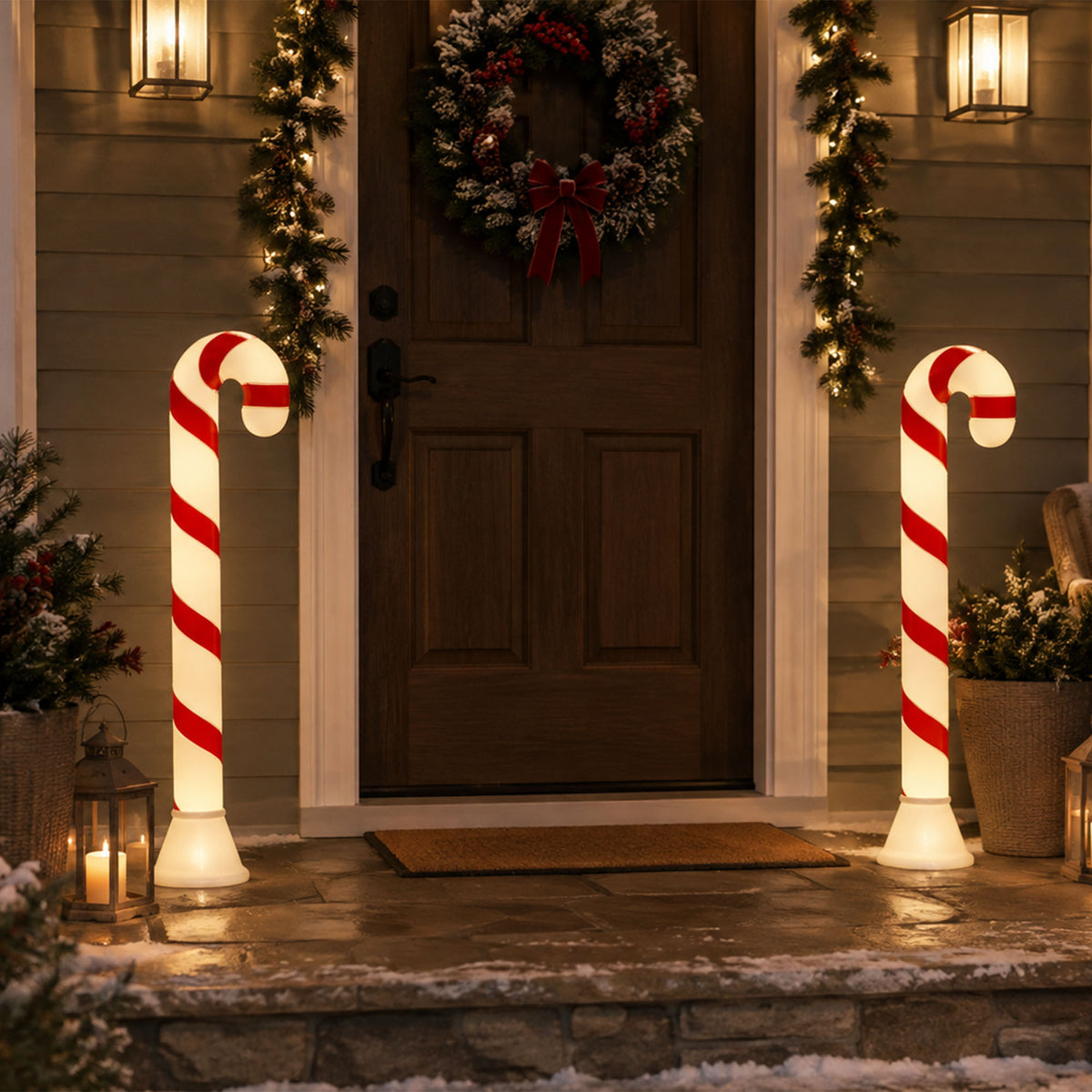 Union Products 40" Candy Cane Outdoor Holiday Decor, Lighted Yard Ornament, Red - VMInnovations