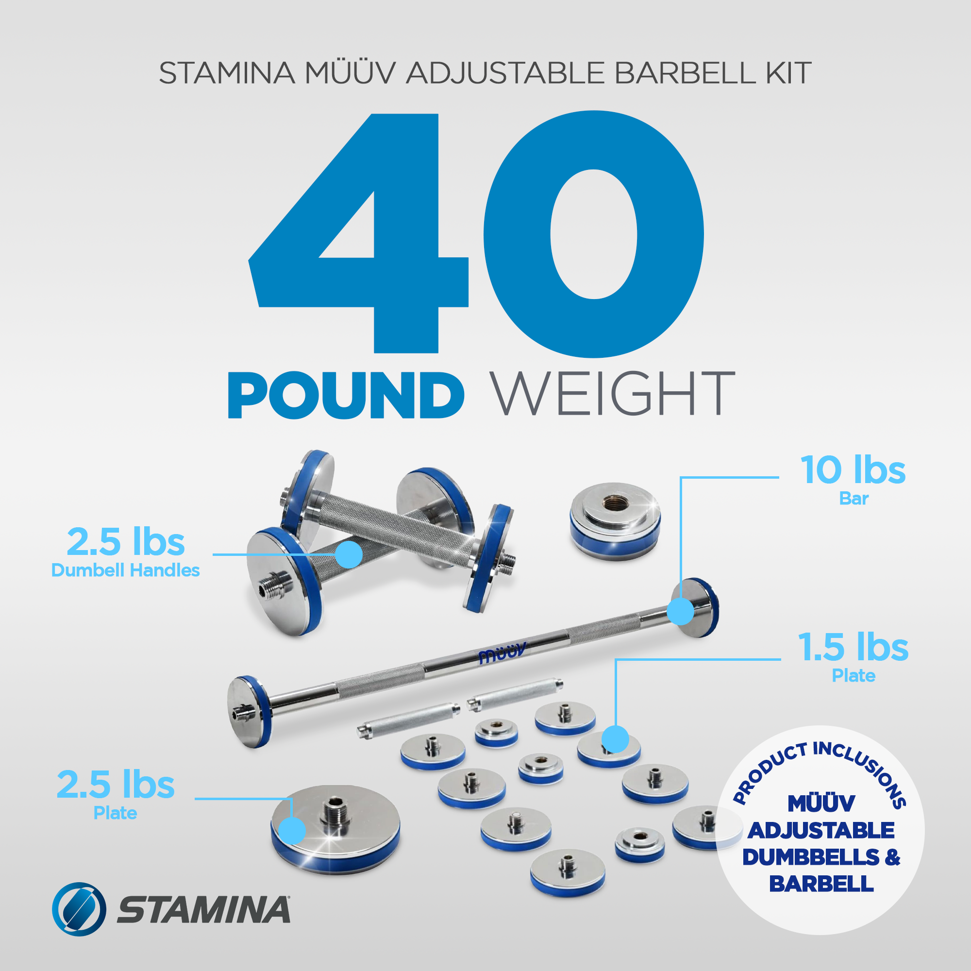 Stamina Products müüv Adjustable Barbell Set, 2in1 Dumbbell System for Home Gyms - VMInnovations