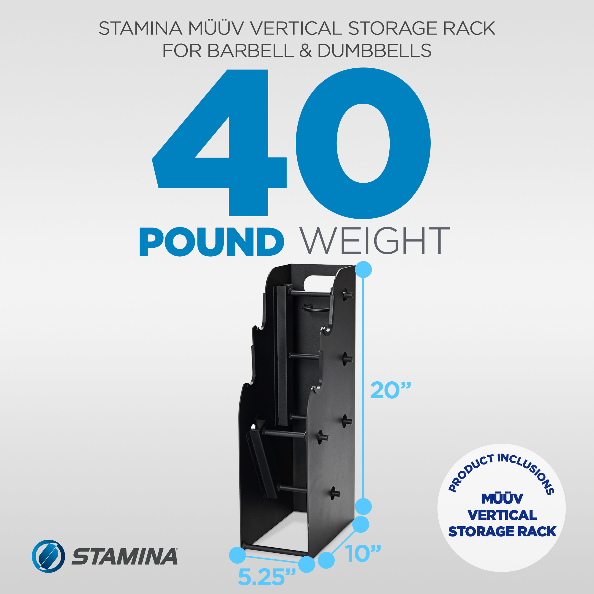 Stamina müüv Vertical Storage Rack for Barbell & Dumbbells, (Storage Rack Only) - VMInnovations