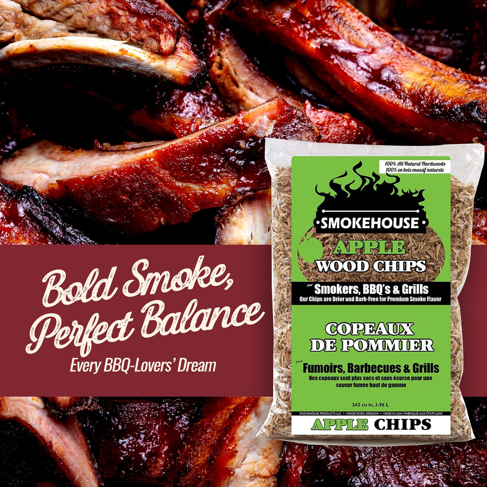 Smokehouse Apple Fine Wood Chips, All Natural Premium Smoke Flavor, 12 pack - VMInnovations