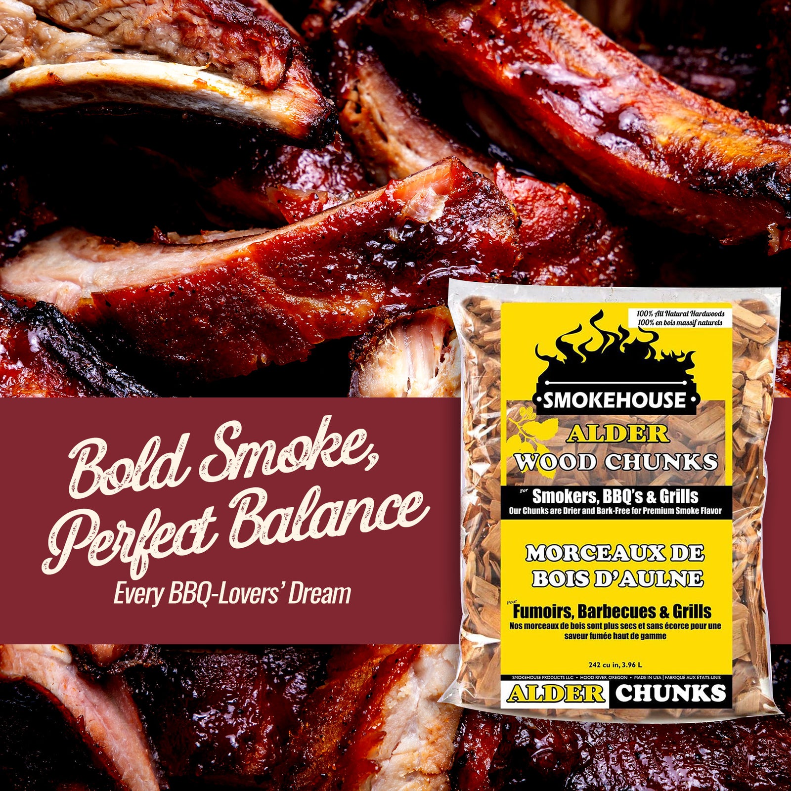 Smokehouse Alder Wood Chips, Drier & Bark-Free for Premium Smoke Flavor, 2 Lbs - VMInnovations