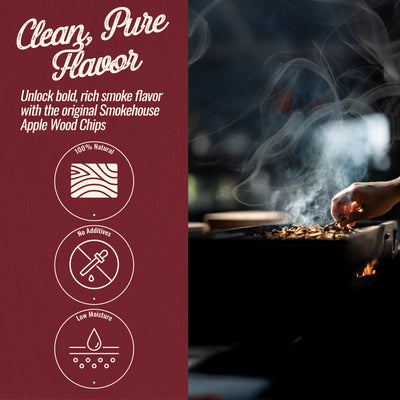 Smokehouse Apple Wood Chips, All Natural for Premium Smoke Flavor, 2 Pounds - VMInnovations