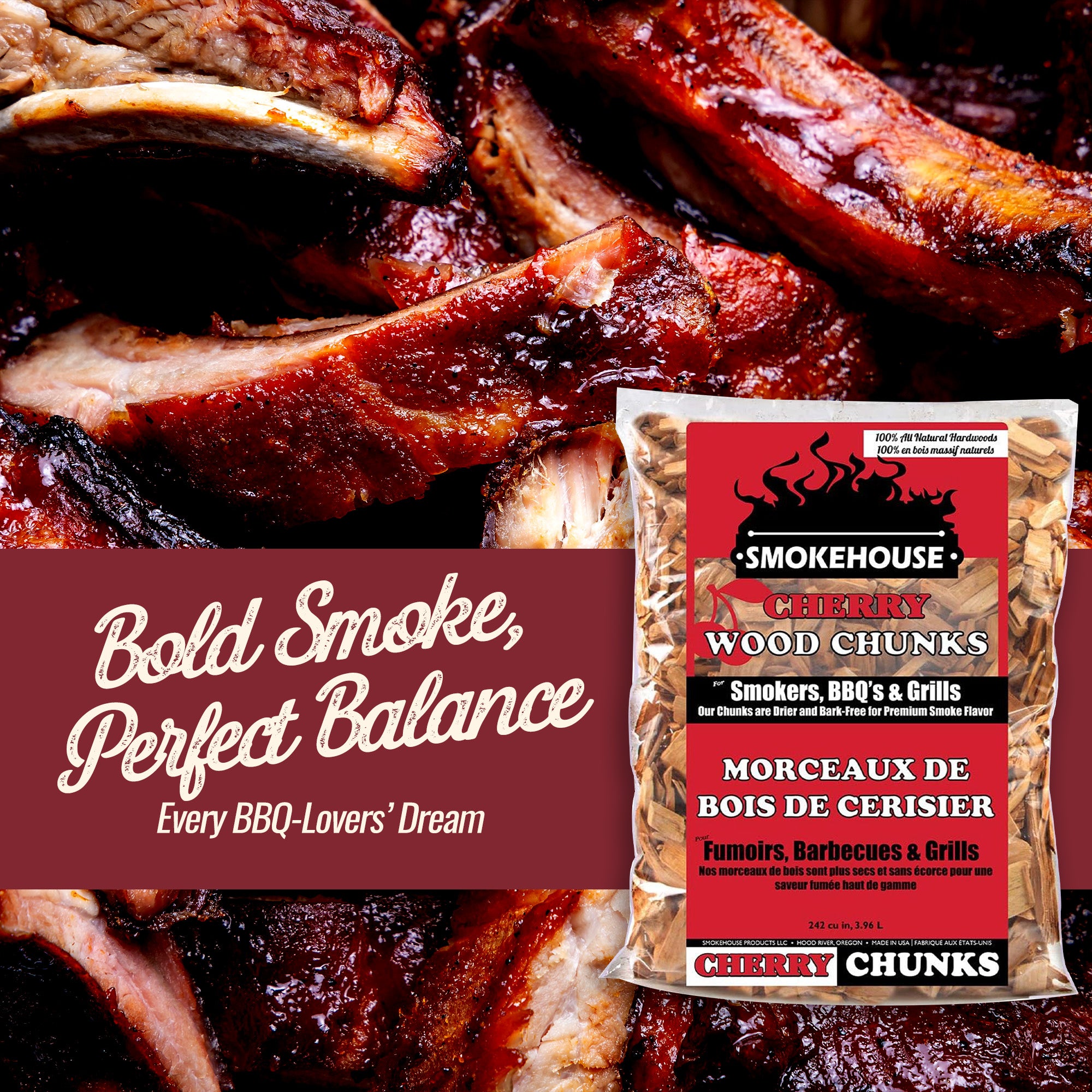 Smokehouse Cherry Wood Chips, All Natural for Premium Smoke Flavor, 12 pack - VMInnovations