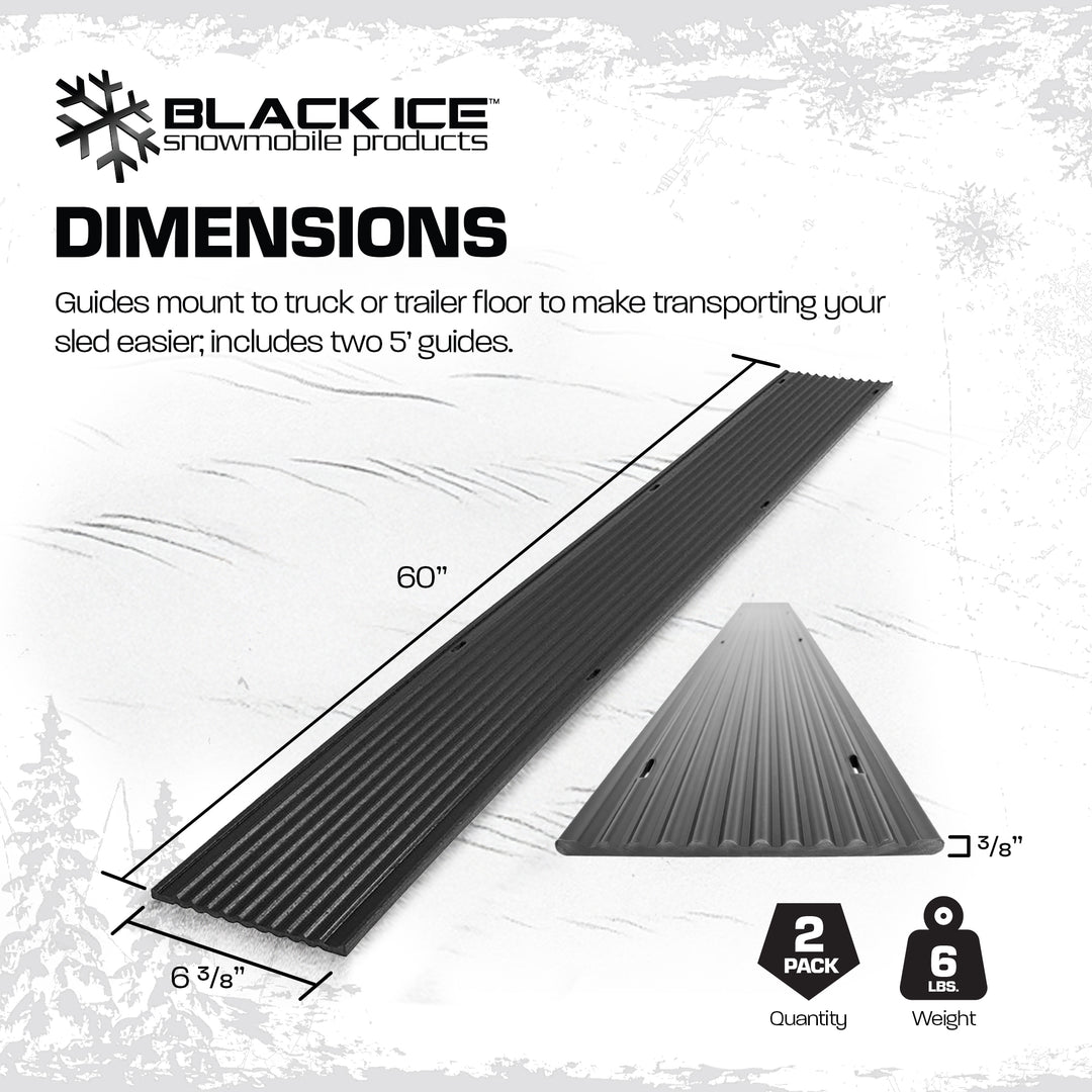 Black Ice 2 Pack 5-Foot Snowmobile Trailer Ski Guides for Friction-Free Loading
