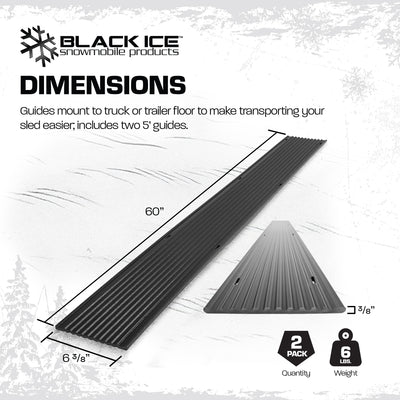 Black Ice 2 Pack 5-Foot Snowmobile Trailer Ski Guides for Friction-Free Loading - VMInnovations