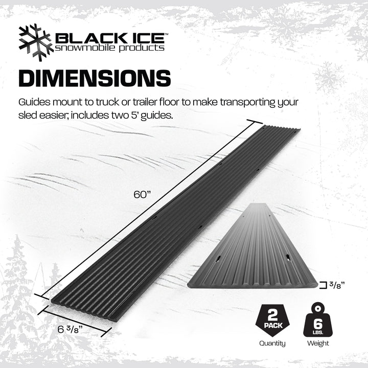 Black Ice 2 Pack 5-Foot Snowmobile Trailer Ski Guides for Friction-Free Loading