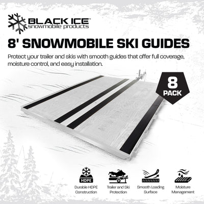 Black Ice 8pk 7' 10" Snowmobile Ski Guides for Friction-Free Loading (Open Box) - VMInnovations