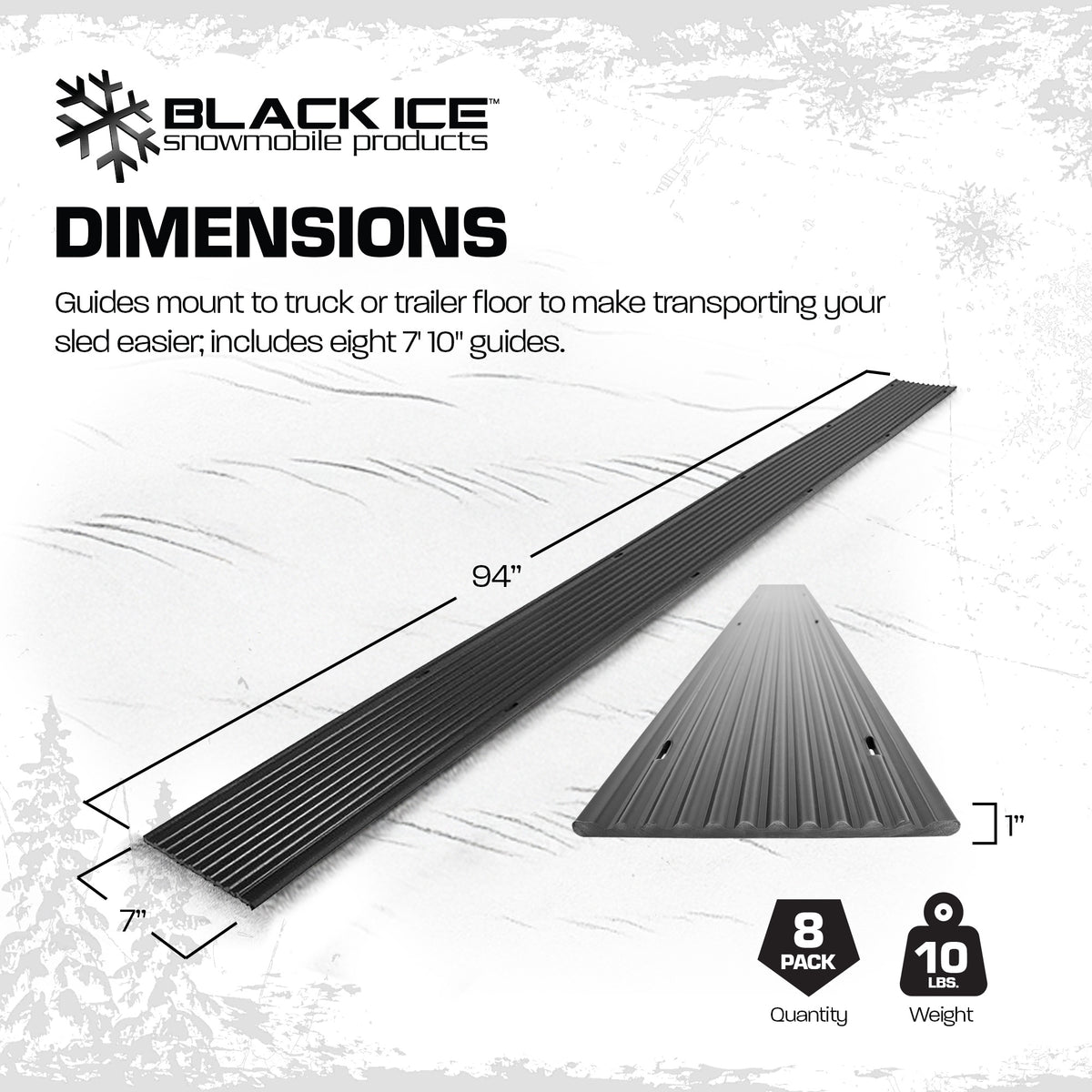 Black Ice 8pk 7' 10" Snowmobile Ski Guides for Friction-Free Loading (Open Box) - VMInnovations