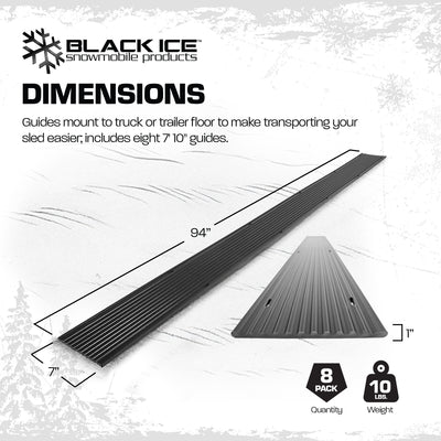 Black Ice 8pk 7' 10" Snowmobile Ski Guides for Friction-Free Loading (Open Box) - VMInnovations