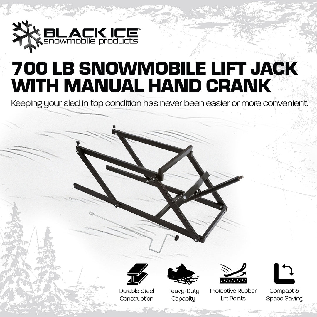 Black Ice Snowmobile Lift Jack with Manual Hand Crank and 700 Pound Capacity