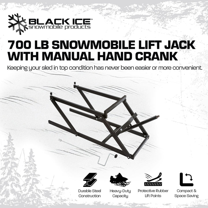 Black Ice Snowmobile Lift Jack with Manual Hand Crank and 700 Pound Capacity