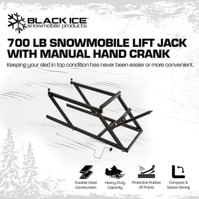 Black Ice Snowmobile Lift Jack w/Manual Hand Crank and 700lb Capacity (Open Box) - VMInnovations