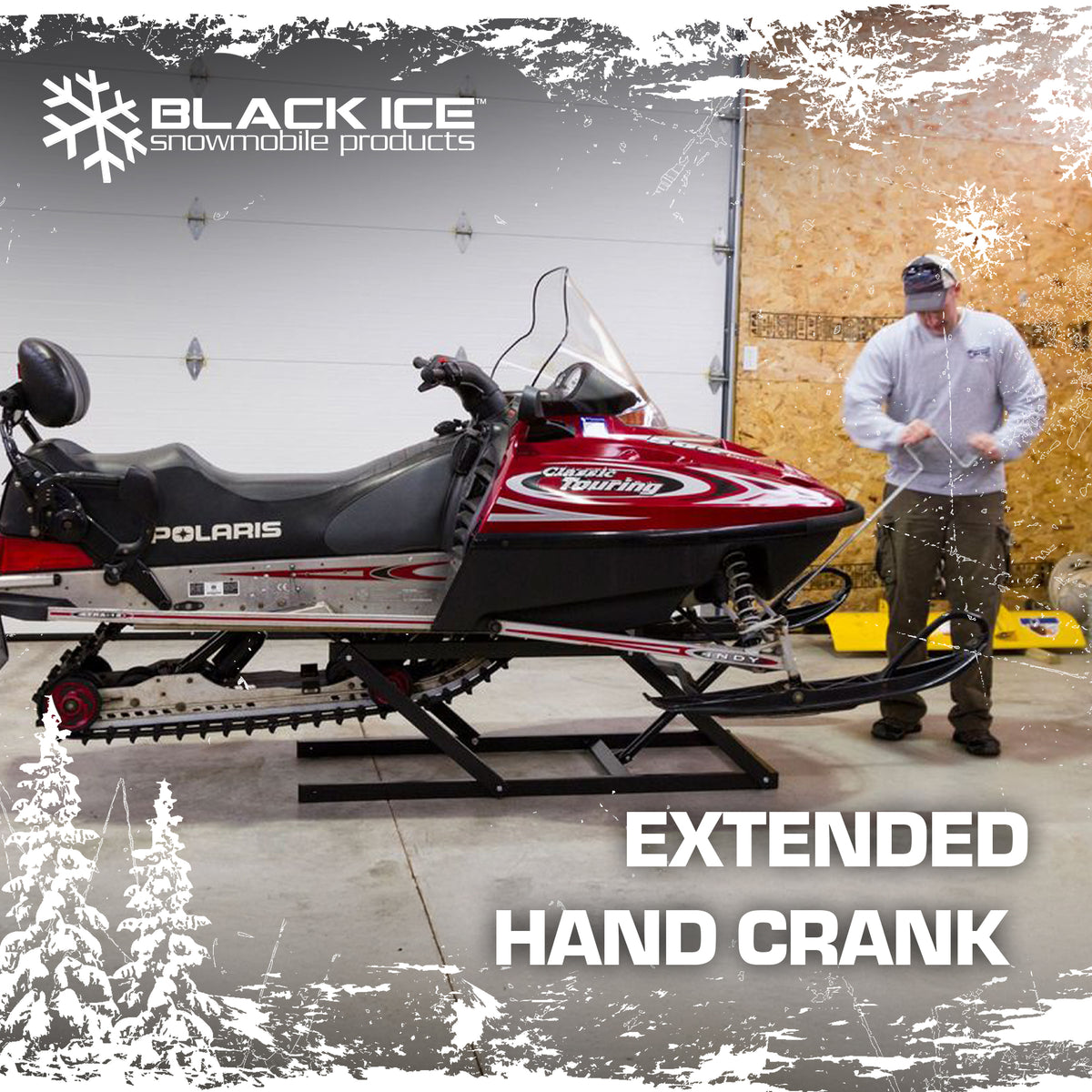Black Ice Snowmobile Lift Jack w/Manual Hand Crank and 700lb Capacity (Open Box) - VMInnovations