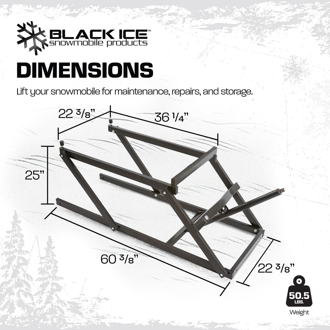 Black Ice Snowmobile Lift Jack with Manual Hand Crank and 700 Pound Capacity