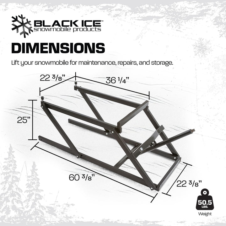 Black Ice Snowmobile Lift Jack with Manual Hand Crank and 700 Pound Capacity