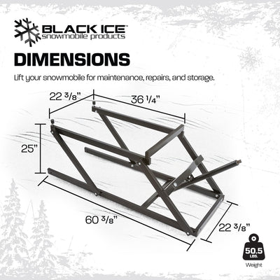 Black Ice Snowmobile Lift Jack w/Manual Hand Crank and 700lb Capacity (Open Box) - VMInnovations