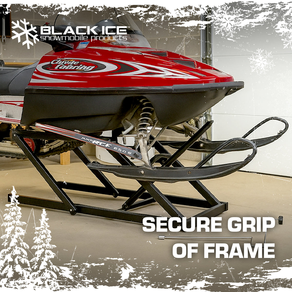 Black Ice Snowmobile Lift Jack w/Manual Hand Crank and 700lb Capacity (Open Box) - VMInnovations