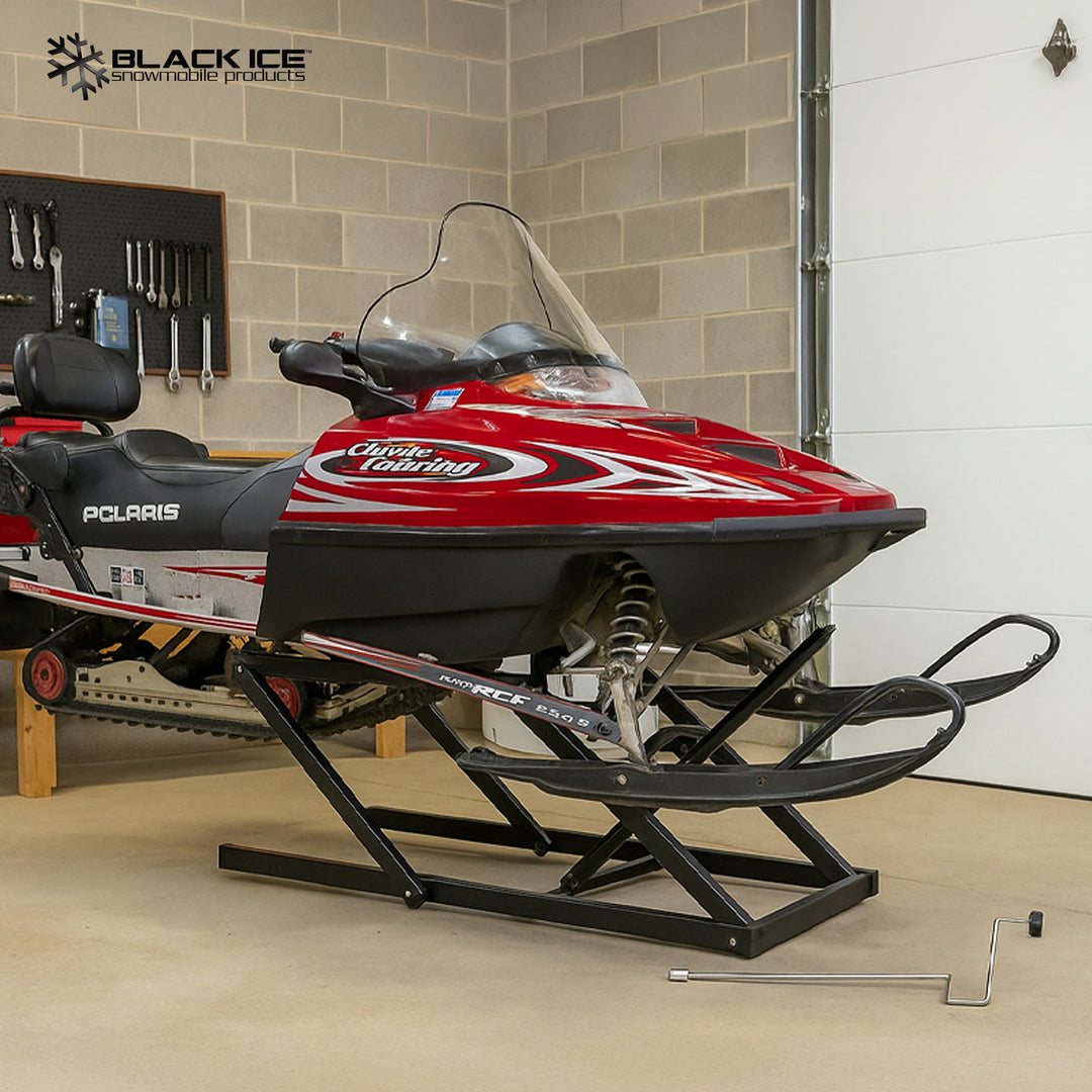 Black Ice Snowmobile Lift Jack with Manual Hand Crank and 700 Pound Capacity