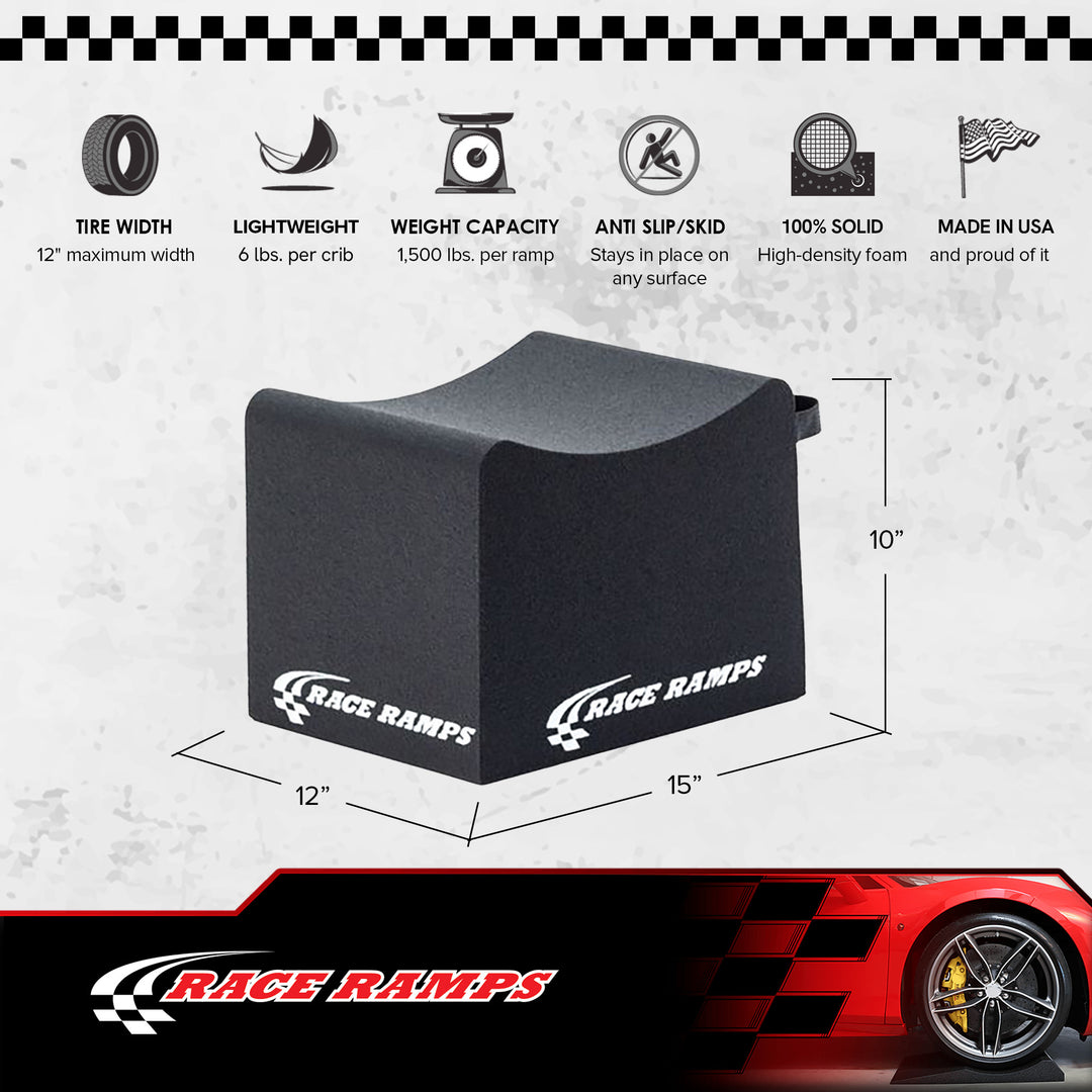 Race Ramps 10 Inch Wheel Cribs for Car Maintenance and Display, RR-WC-10, Black